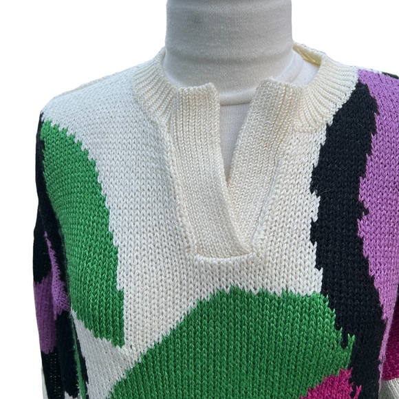 VINTAGE HAND LOOMED Sweater Floral Design Excellent Pre-Owned Condition Medium - Picture 5 of 10